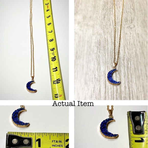 🌙Beautiful DruzyBlue CrescentMoon Necklace - Picture 6 of 8